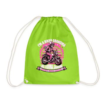 motard grand-mère dessin animé illustration - Sac de sport léger - vert néon - Devant