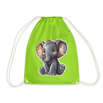 Éléphant mignon – idée cadeau pour les amoureux des animaux - Sac de sport léger - vert néon - Devant