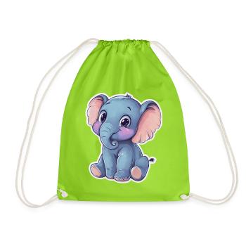 Éléphant mignon – idée cadeau pour les amoureux des animaux - Sac de sport léger - vert néon - Devant