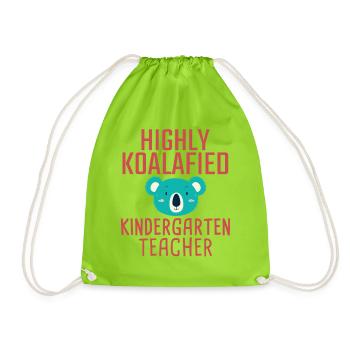 Kindergarten teacher Koalafied - Drawstring Bag - neon green - Front