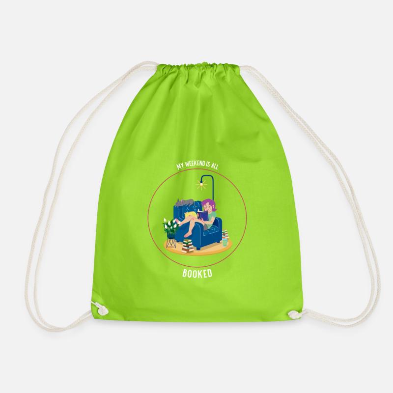 Weekend Goals: Read & Relax - Drawstring Bag - neon green