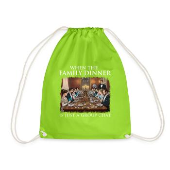 Citation sarcastique et drôle sur un dîner de famille - Sac de sport léger - vert néon - Devant