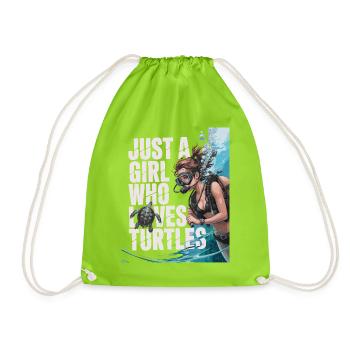 Just a girl who loves turtles - Turnbeutel - Neongrün - Vorne