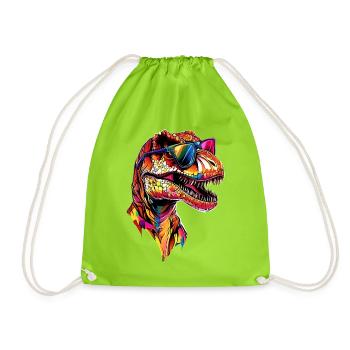 T-Rex Tyrannosaurus Rex Dino Papa Dinosaure - Sac de sport léger - vert néon - Devant