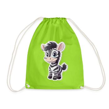 Zebra - Drawstring Bag - neon green - Front