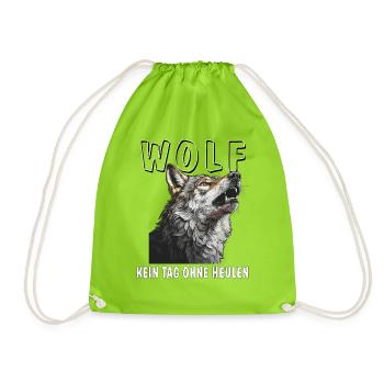 WOLF NOT A DAY WITHOUT HOWLING - Drawstring Bag - neon green - Front