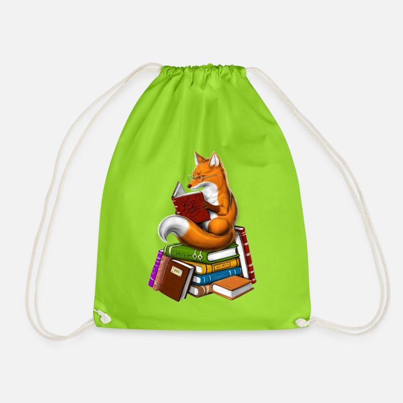Fuchs liest ein Buch - Turnbeutel - Neongrün
