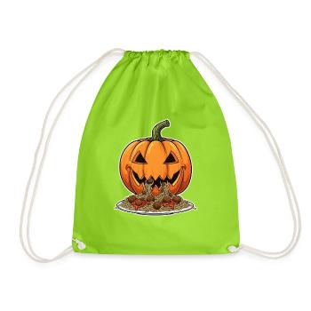 Tête de citrouille d’Halloween avec spaghetti - Sac de sport léger - vert néon - Devant