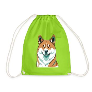 Cheerful Shiba Portrait - Drawstring Bag - neon green - Front