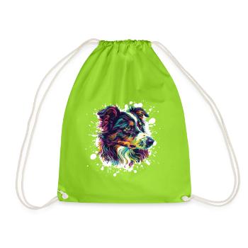 Explosion de couleur Portrait de chien - Sac de sport léger - vert néon - Devant