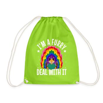 I'm A Furry Deal With It - Drawstring Bag - neon green - Front