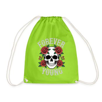 Forever Young Skull Rosen - Turnbeutel - Neongrün - Vorne