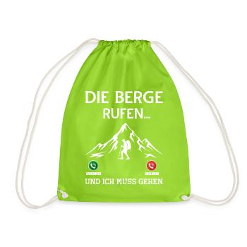Die Berge rufen und ich muss gehen zum Gipfel - Turnbeutel - Neongrün - Vorne