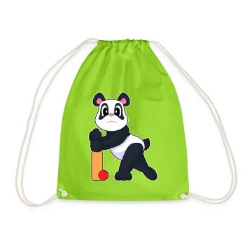 Panda Cricket Cricket Bats - Drawstring Bag - neon green - Front