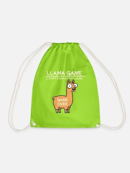 Lama-Spiel Schau nicht auf das Lama Lustiges Lama - Turnbeutel - Neongrün