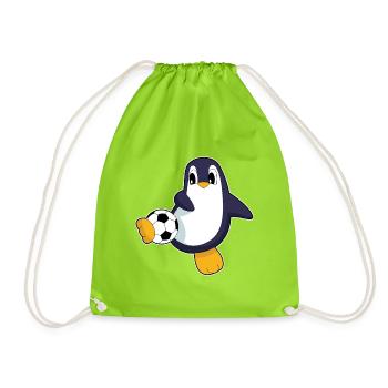 Pinguin Fußballspieler Fußball - Turnbeutel - Neongrün - Vorne
