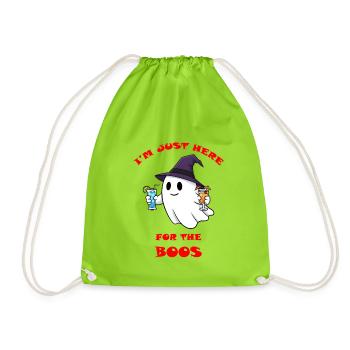 Just Here For The Boos - Funny Halloween Party - Drawstring Bag - neon green - Front