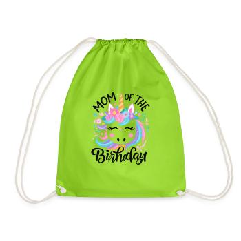Mama Einhorn Geburtstag Blüte - Turnbeutel - Neongrün - Vorne
