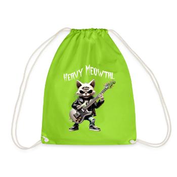 Katzen-Rocker mit Gitarre - Turnbeutel - Neongrün - Vorne