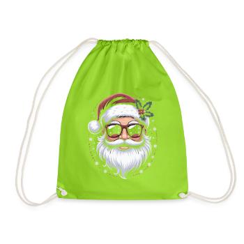 Hipster Santa mit Sonnenbrille - Turnbeutel - Neongrün - Vorne