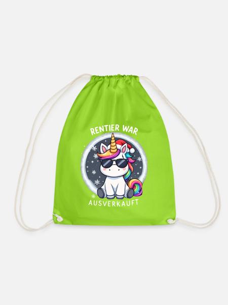 Rentier War Ausverkauft Einhorn Weihnachten - Turnbeutel - Neongrün