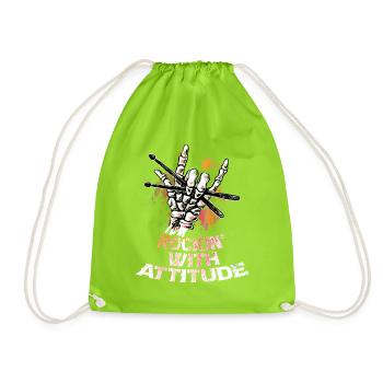 Rockin' With Attitude Music Guitar Rock Band - Turnbeutel - Neongrün - Vorne