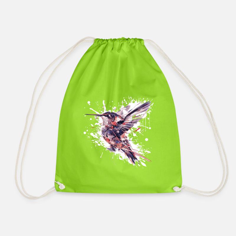 Aquarell Kolibri Spritzer - Turnbeutel - Neongrün