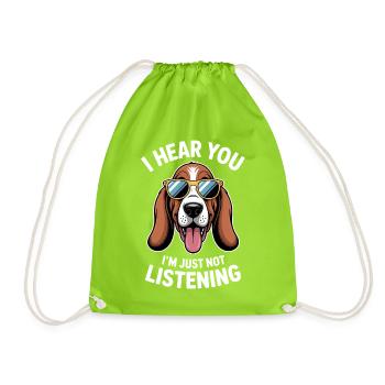 Basset Hound Saying Funny Basset Hound Gift - Drawstring Bag - neon green - Front