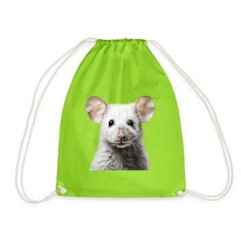 Cute Mouse – Cute Pet Portrait - Drawstring Bag - neon green - Front