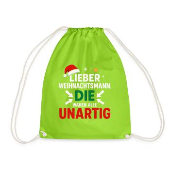 Dear Santa Claus, they were all naughty - Drawstring Bag - neon green - Front