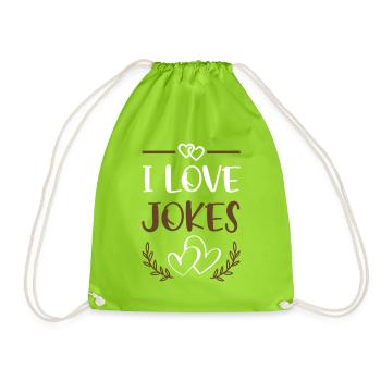 J’aime les blagues Motif de cœur - Sac de sport léger - vert néon - Devant