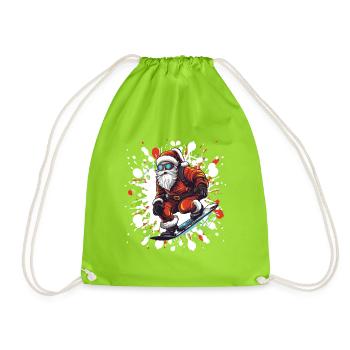 Weihnachtsmann Snowboard - Turnbeutel - Neongrün - Vorne