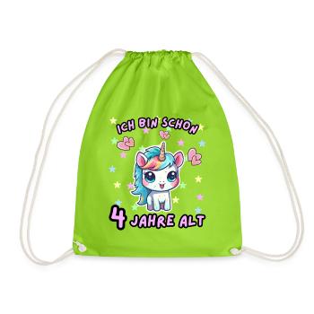 Licorne Anniversaire Design 4 Ans - Sac de sport léger - vert néon - Devant