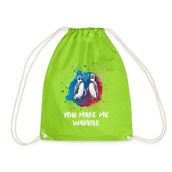 Tu me fais wadincher - Chemise mignonne Penguin Love - Sac de sport léger - vert néon - Devant