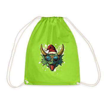 Dinosaurier triceratops Weihnachten Lustig - Turnbeutel - Neongrün - Vorne