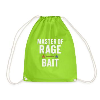 Master of Rage Bait, Funny Saying  - Drawstring Bag - neon green - Front