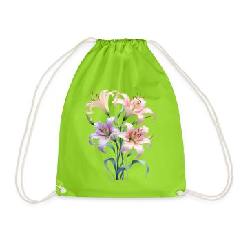 Bouquet de lys pastel - Sac de sport léger - vert néon - Devant