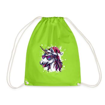 Licorne Noël drôle - Sac de sport léger - vert néon - Devant