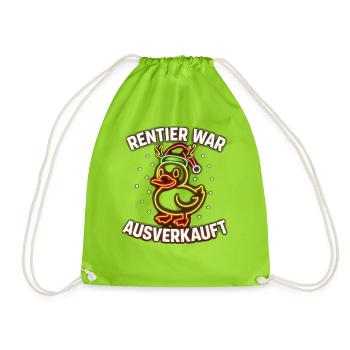Weihnachten Spruch Humor Ente Lustig Rentier - Turnbeutel - Neongrün - Vorne