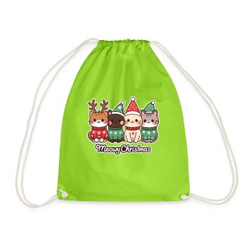 Meowy Christmas Cat Crew, Chatons - Sac de sport léger - vert néon - Devant