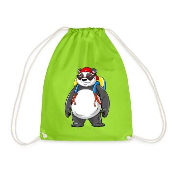 Panda-Rucksack Ready Back to School 2026 Vibes - Turnbeutel - Neongrün - Vorne