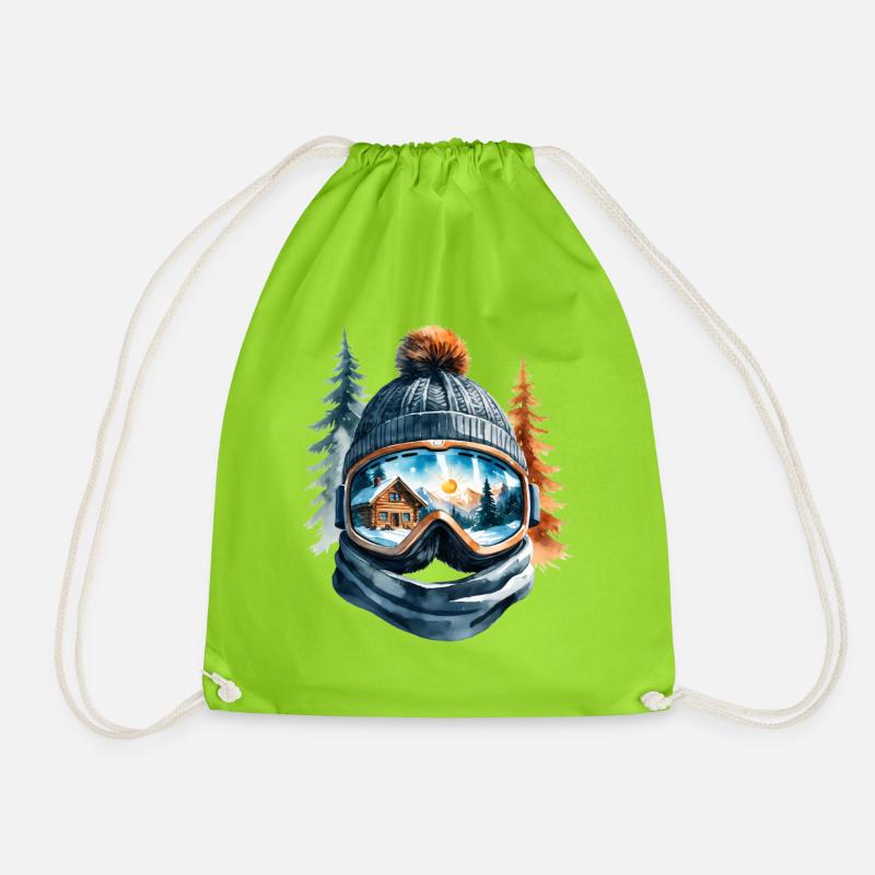 Winterlandschaft Spiegelung Goggles - Turnbeutel - Neongrün