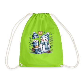 Winterzauber Schneemann Kakao - Turnbeutel - Neongrün - Vorne