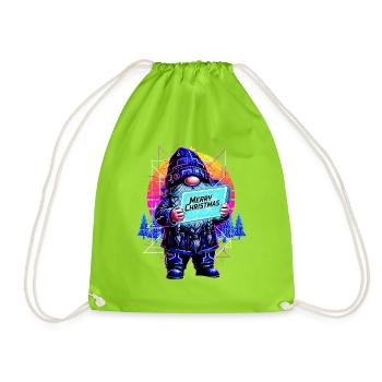 Joyeux Noël - Synthwave Gnome des années 80 - Sac de sport léger - vert néon - Devant