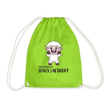 Offizielles Schlafshirt Schaf - Turnbeutel - Neongrün - Vorne