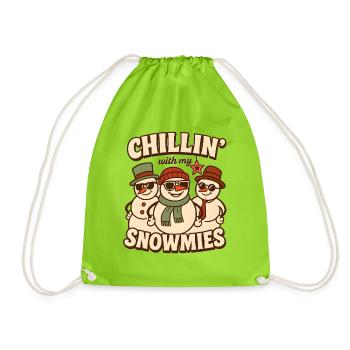 Chillin’ with My Snowmies Retro Xmas Style - Turnbeutel - Neongrün - Vorne