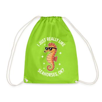 Seahorse Saying Funny Seahorse Gift - Drawstring Bag - neon green - Front