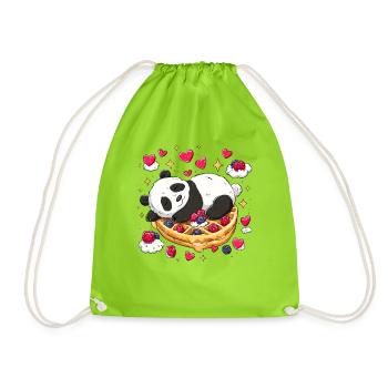 Panda on Waffle Dreams - Drawstring Bag - neon green - Front