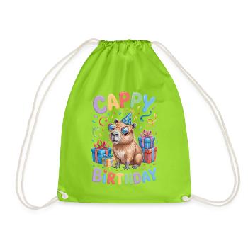 Capybara Anniversaire Cappy Anniversaire Drôle de capy - Sac de sport léger - vert néon - Devant