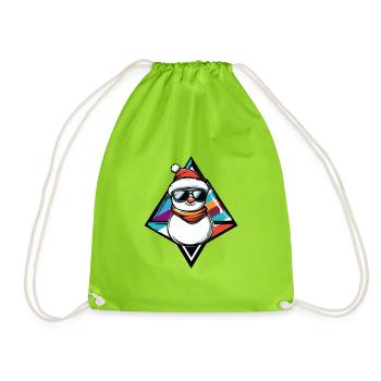 Schneemann mit Sonnenbrille Comic - Turnbeutel - Neongrün - Vorne